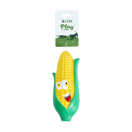 Ezra Play Latex Squeaky Smiley Corn Pet Toy