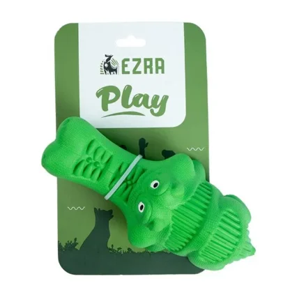 Ezra Play Rubber Green Crocodile Dog Chew Toy