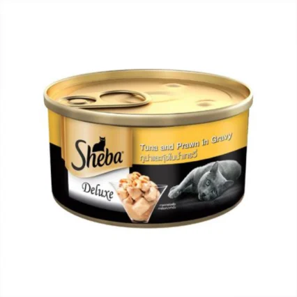Sheba Delux Tuna Fillet And Whole Prawns In Gravy Premium Canned Wet Cat Food