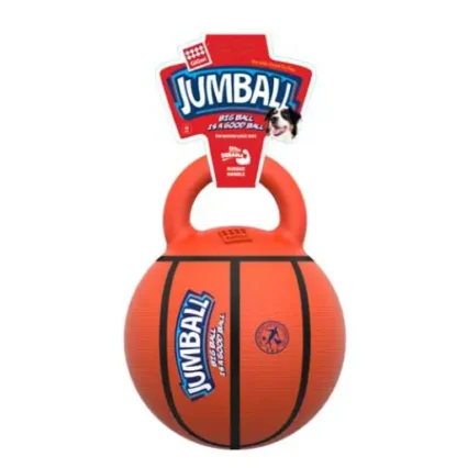 GiGwi Jumball Basket Ball With Rubber Handle (Orange) Dog Toy