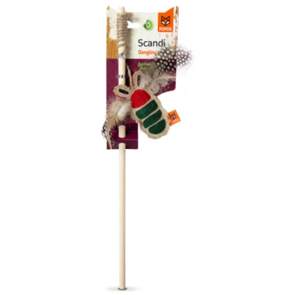 Barkbutler x Fofos Scandi Beetle with Wooden Stick Cat Toy – 40 cm