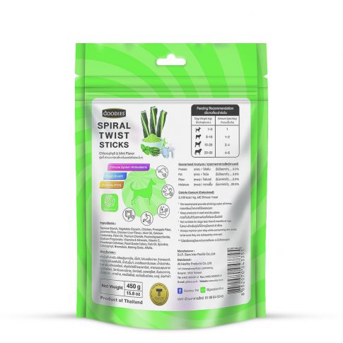 Goodies Spiral Twist Sticks Chlorophyll & Mint Flavour Dog Dental Treat - Image 2
